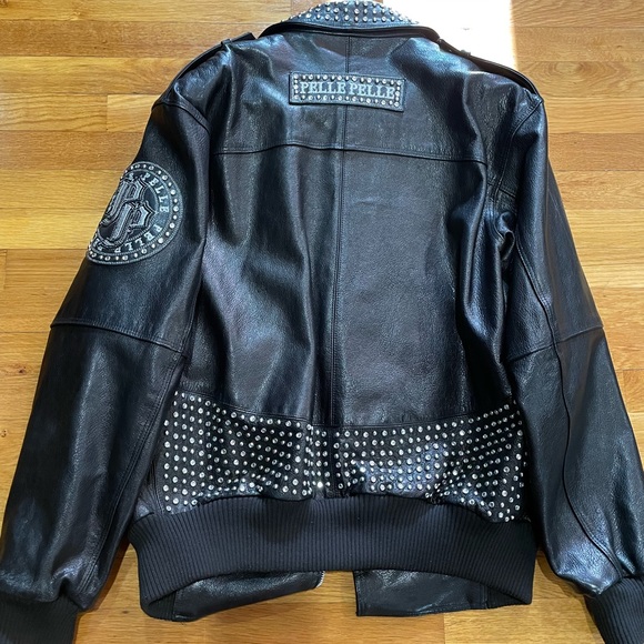 Men’s Pelle Pelle Studded Leather Bomber Jacket - Picture 3 of 6